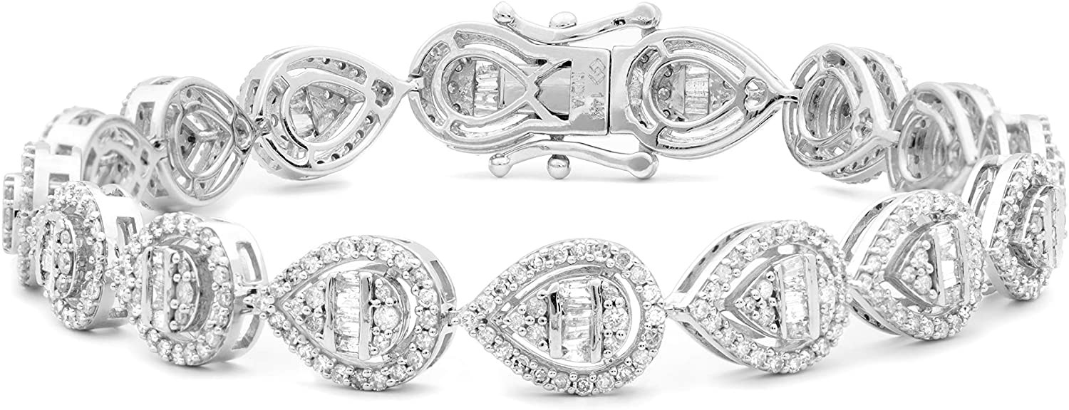 สร้อยข้อมือเทนนิสประดับเพชร Halo Diamond Femme Luxe Pear (2.75 กะรัต