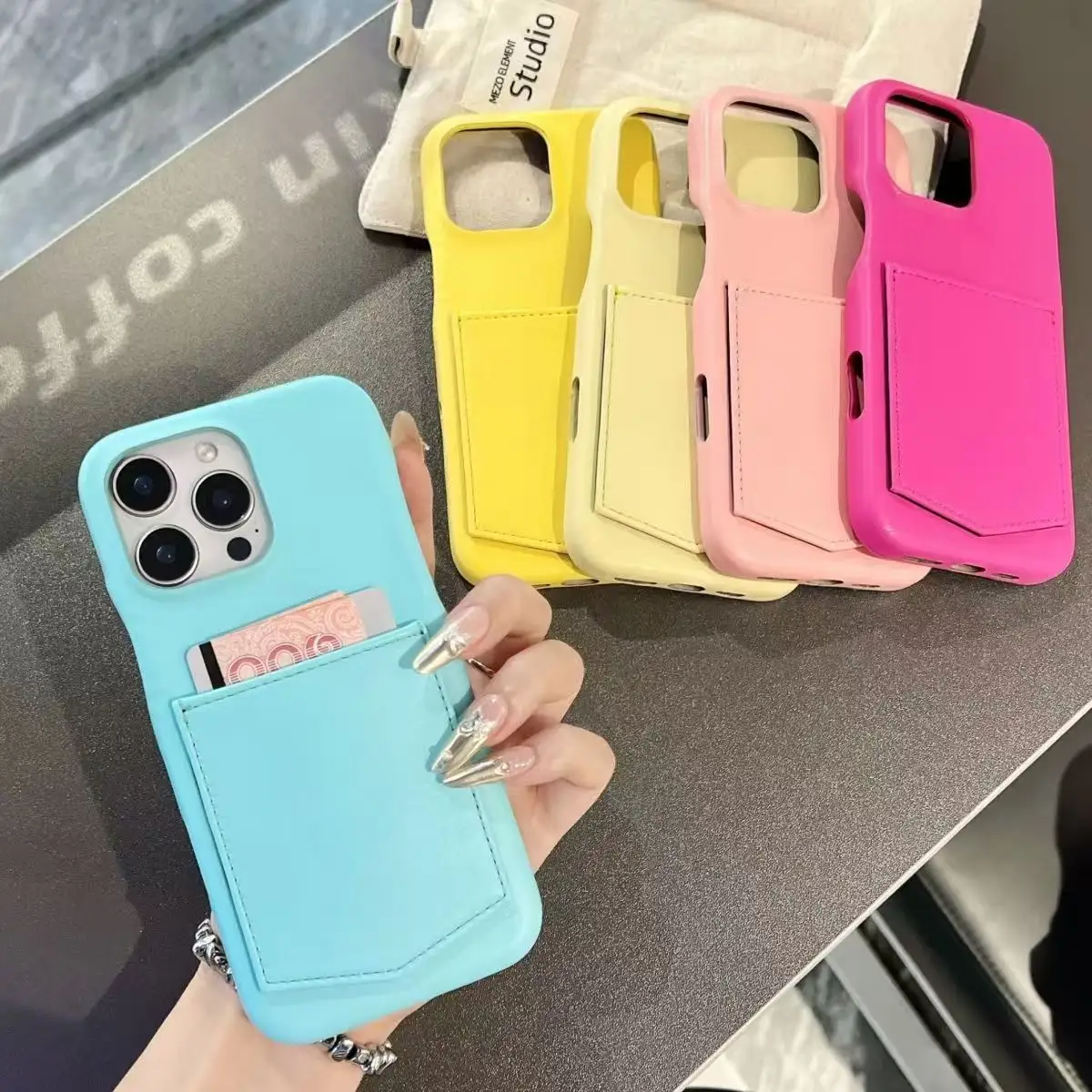 Phone Case with Wallet PU Leather Shockproof for iPhone 11 13 15 Pro Max