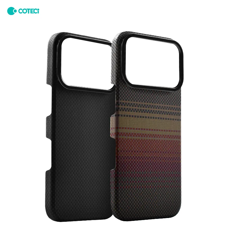 COTECi Premium Ultra Slim Magnetic Camera Frame Stand Woven Aramid Fibre Mobile Phone Case for iPhone 17 Pro and 17 Pro Max