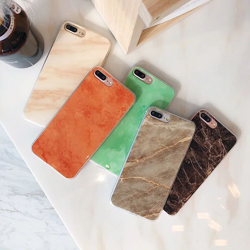 2018 Wholesale New Marble Stone Pattern Soft TPU Cell Mobile Phone case Bags Back Cover for iPhone 6 7 8 Plus X