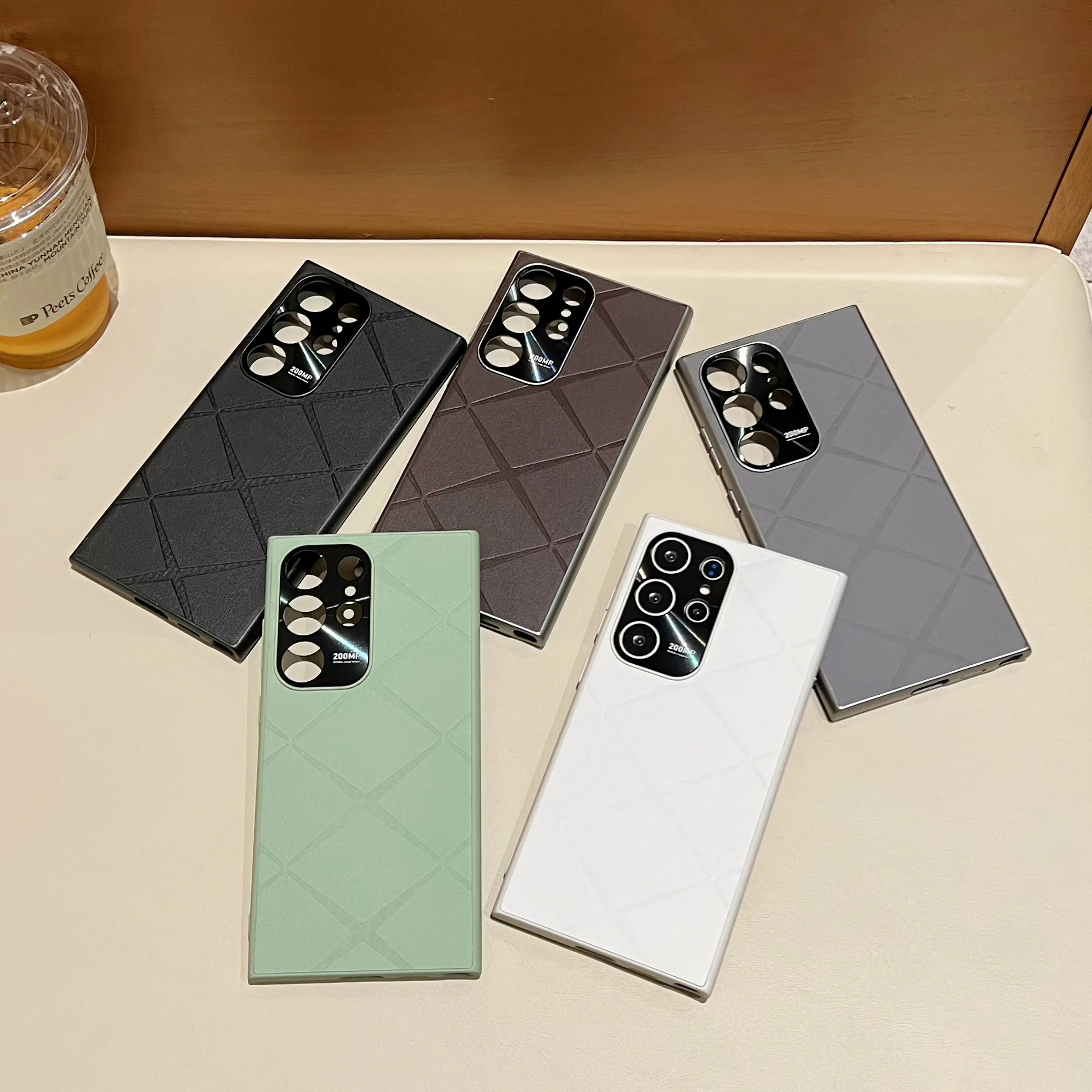 Diamond Quilted Solid Simple Color Phone case Business Design Phone Cover Protector for samsung