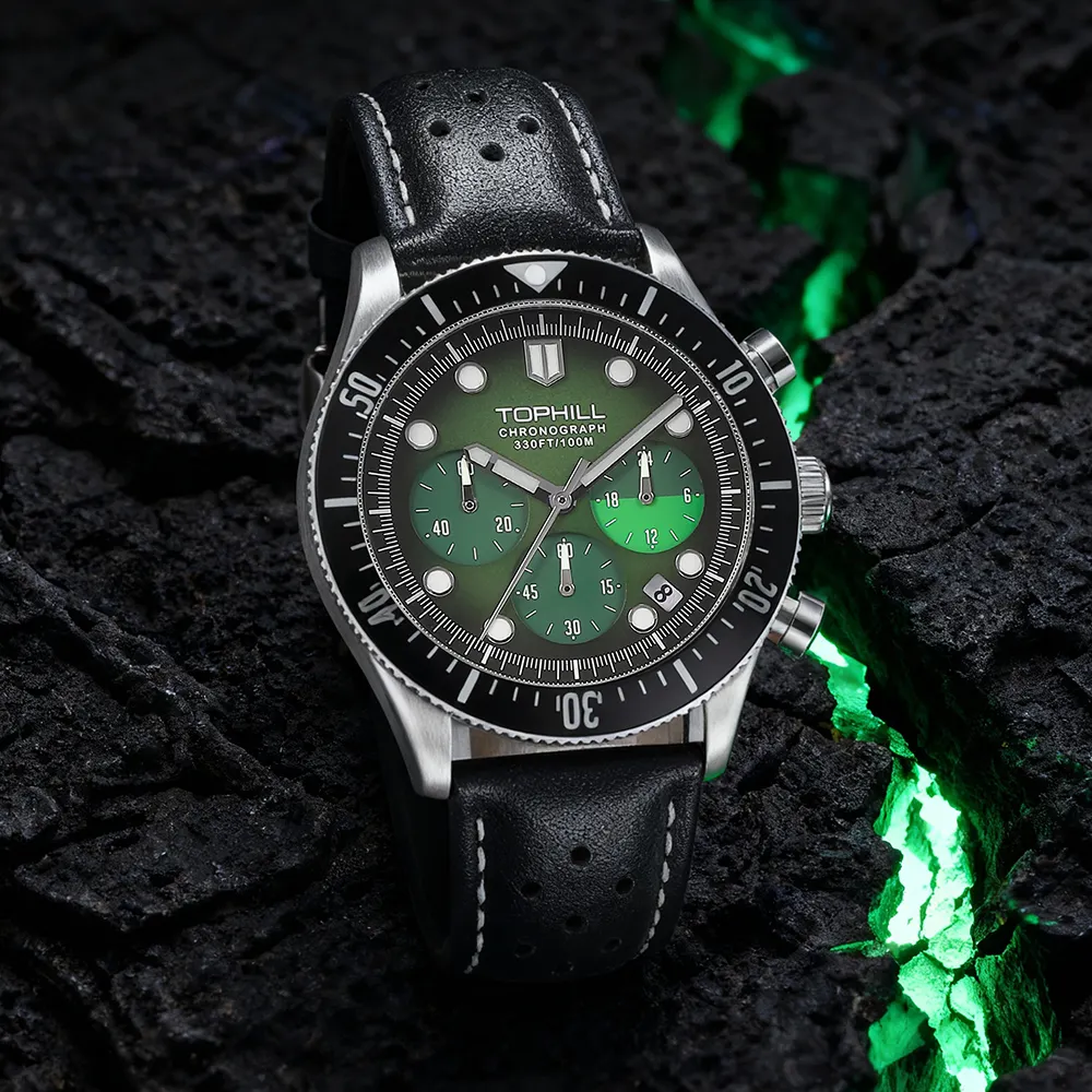 Popular Custom Luxury Leather Strap High Quality Quartz Watch 316L Stainless Steel Waterproof Sports Dive Wrist Watches for Men