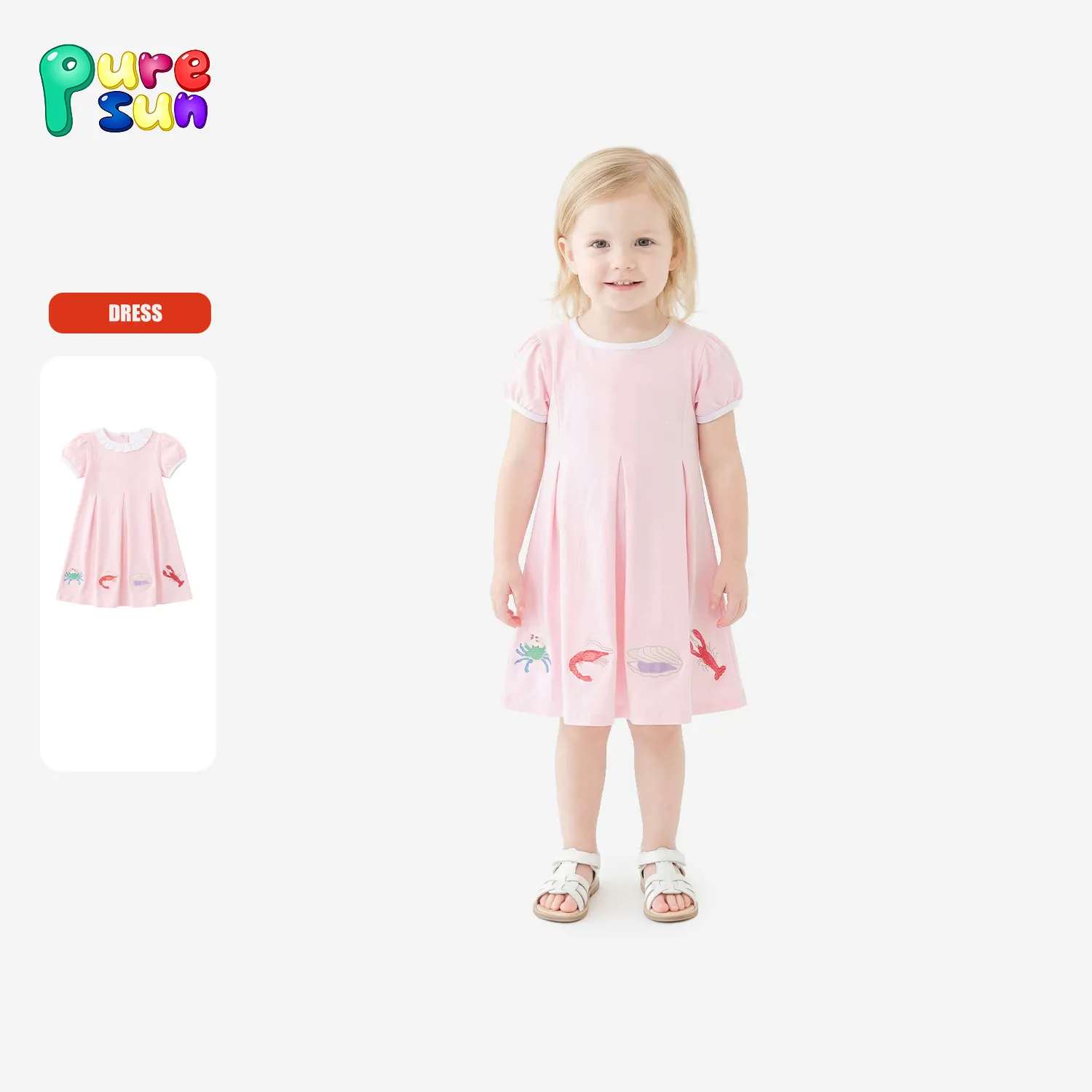 Baby Girl Spring Summer Custom logo Dress Cotton Short Sleeve Printed Breathable Anti-Wrinkle Knee-Length Embroidered Dresses
