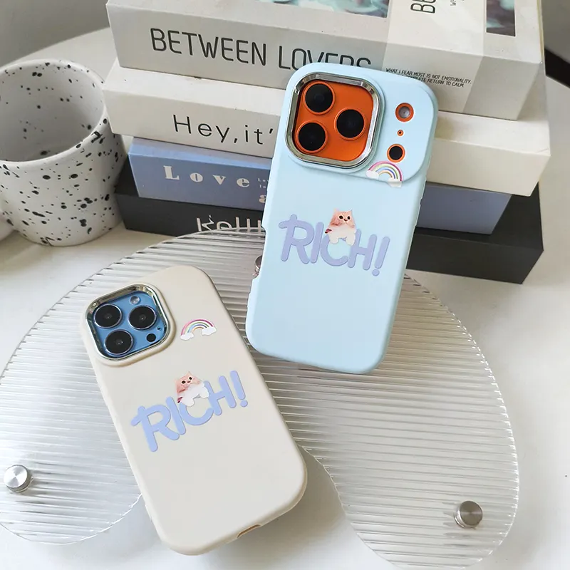 Durable and High-quality TPU Material Phone case Suitable for IPhone 17cartoon rainbow cat Chubby All Inclusive Protective case