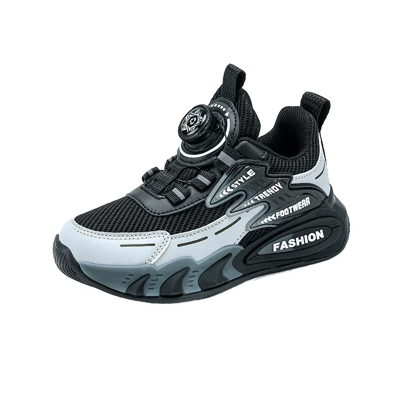 New High Quality Synthetic Upper Mesh Lining Kids Sports Shoes 28-40 School EVA Lightweight Walking Quick Lace Low Price