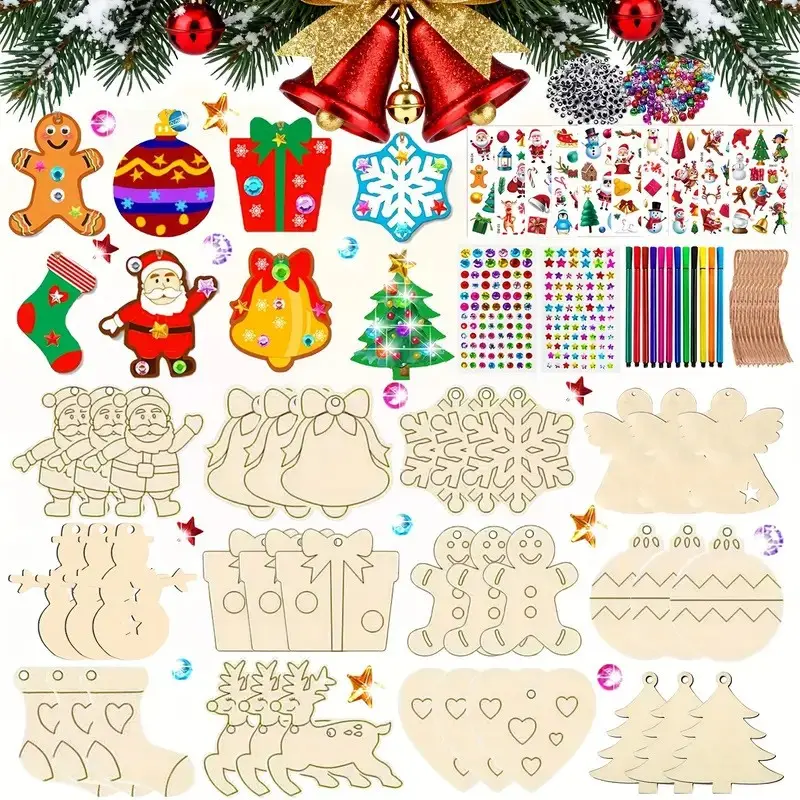 Christmas Wood Craft Kit DIY Painting Set for Children Party Decorations & Home Handicrafts