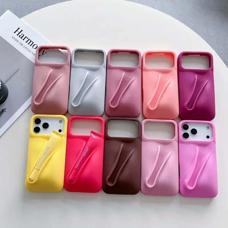 For iphone case 14 Pro With Lip Gloss Holder Protective Mobile Cover Makeup Case for iPhone 15 Pro Max 11 to 17 Lipbalm Holder