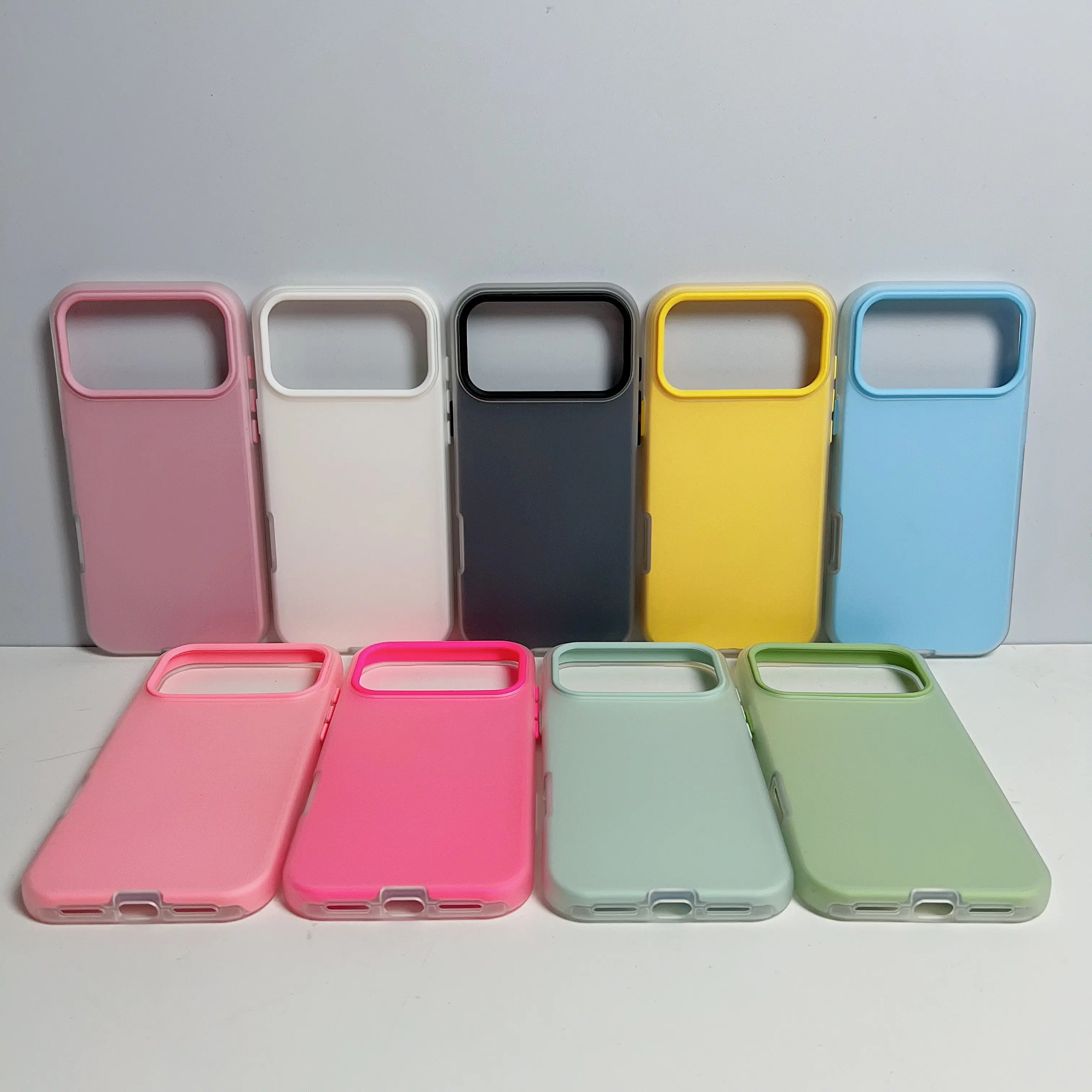 Wholesale 2 in 1 Solid Color Mobile Phone Case for iPhone 11 12 13 14 15 16 Colorful 3D Phone Case for iPhone 17 Pro Max