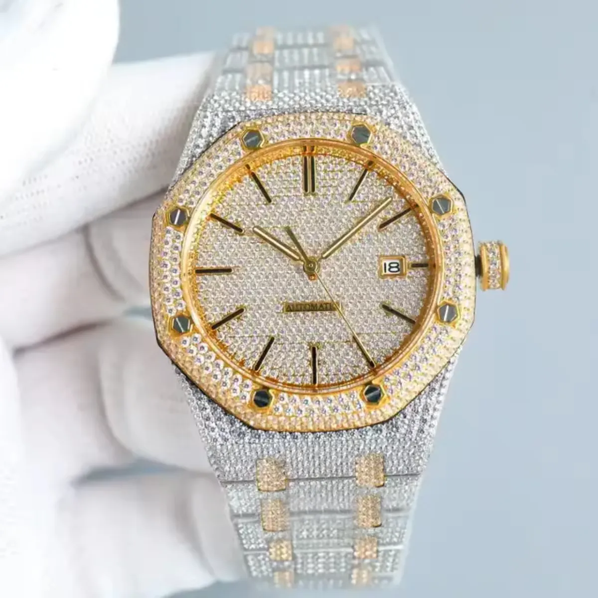 Custom Sport Luxury Automatic Mechanical Moissanite Watch for Men and Women Iced VVS D Colour Designers' Watches