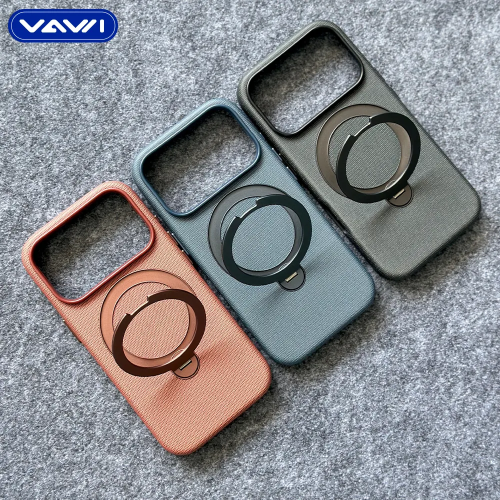 VAWI L173 High Quality TechWoven Case with Magnetic Bracket for iPhone 17 Pro/Max Shockproof Coque Telephone