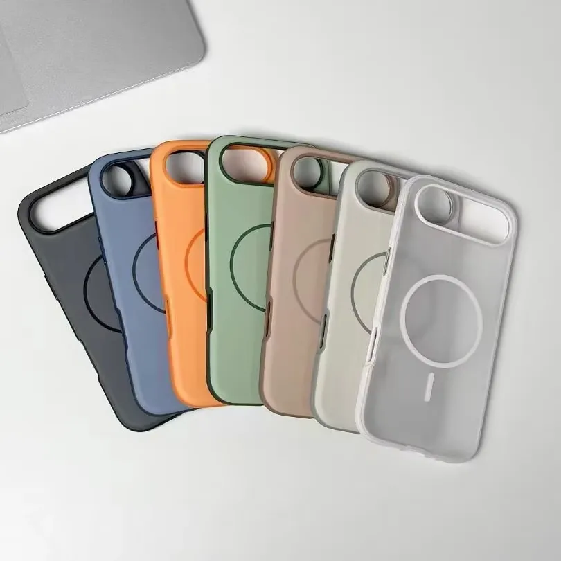 Factory Wholesale Magnetic Wireless Charging Phone case for iPhone 17 16 15 Pro Max Skin Friendly Touch Hard PC case Shockproof