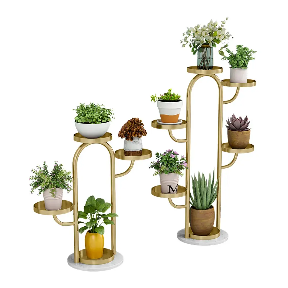Vintage Nordic 4 Tier Indoor Outdoor Flower Plant Pot Shelf Multi-Layer Metal Stand for Home & Garden