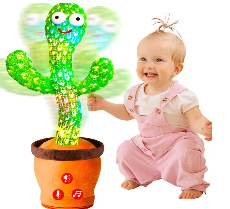 Talking Dancing Cactus Toy Can Replay Songs Conversation Super Soft PP Cotton Plush Easy Clean Stress Relief USB Charging