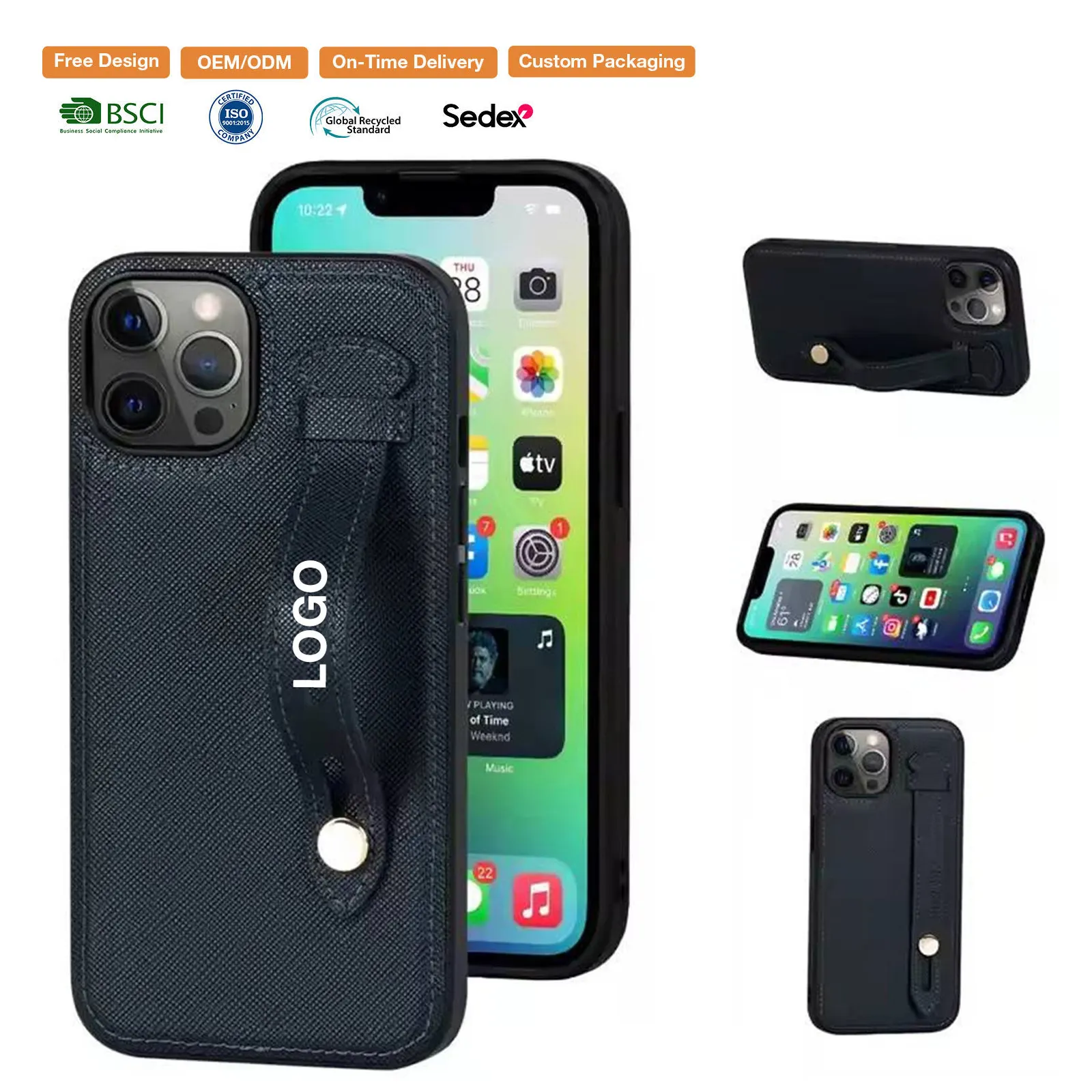 Customized Leather Phone Case for iPhone 17 16 15 14 13 Pro Max Back Cover Shockproof Durable Stand Functionality Case Factory