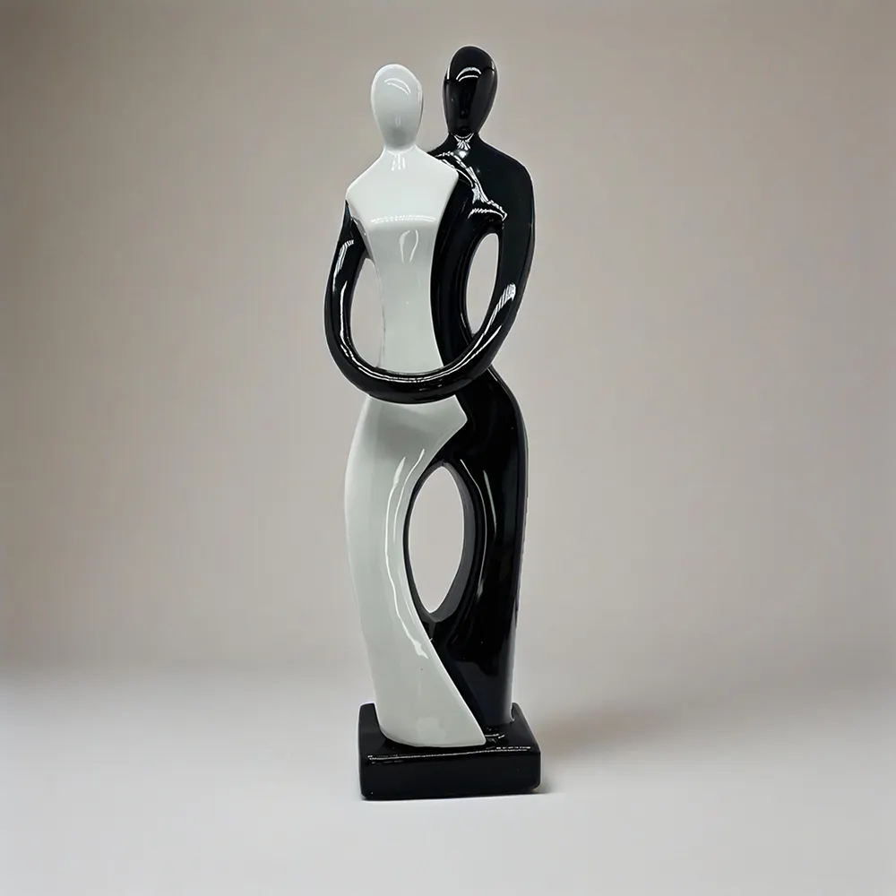 Ceramic Abstract Black and White Human Figurine Desktop Ornament Modern Home Decoration for Living Room and Home Decor