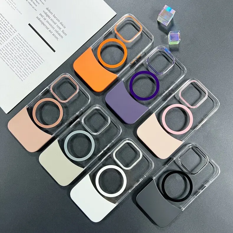 Leyi Fashion Magnetic Mobile Phone Cases Cellphone Case for iphone 16 15 Pro Max Transparent PC Disconnect-type Phone Cover