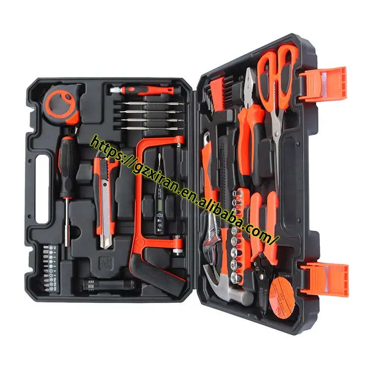 45 Piece Tool Kit General Household Hand Tools Set With Plastic Toolbox Storage Case Car Repair Woodworking Daily DIY Tools