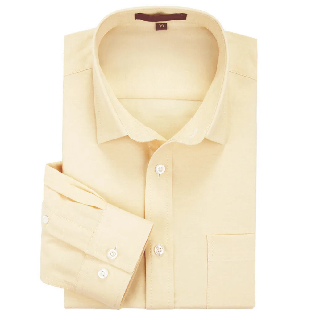 Custom LOGO Fashion Men's Solid Color Classic Shirt Formal Business Dress Shirt Plain Long Sleeve Simple Shirt