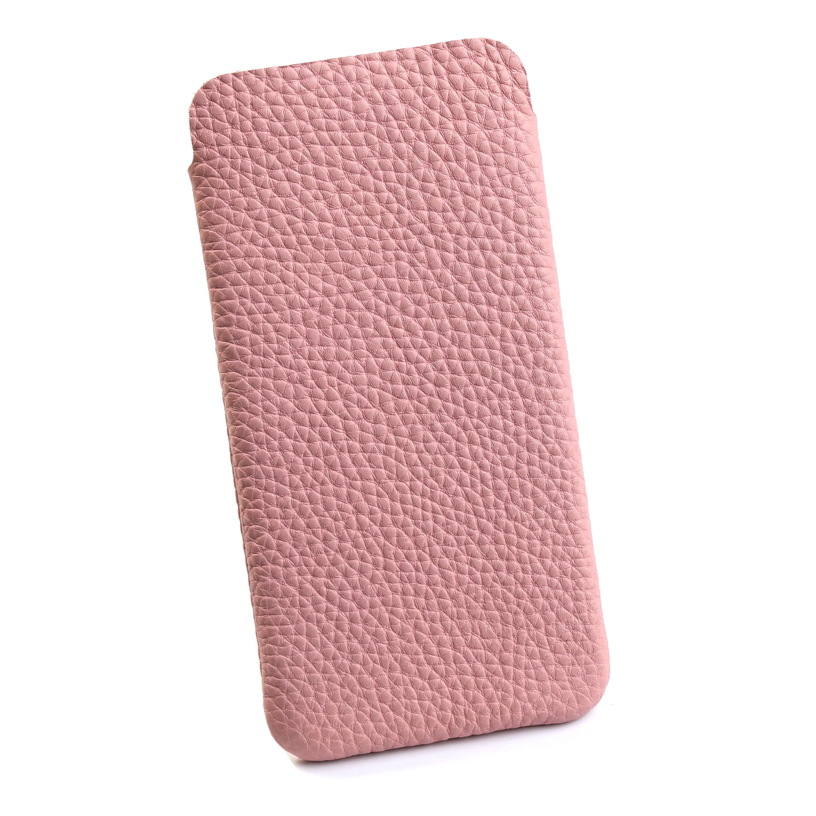 Top Grain Cow Leather Sleeve for iPhone Cover Case-Pink