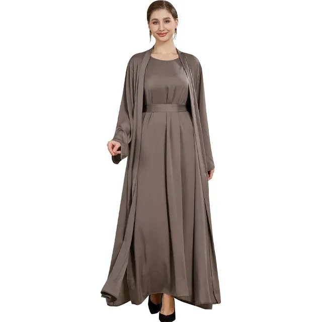 Stylish Elegant Women's Abaya Breathable Silky Polyethersulfone Long Sleeve Lightweight Plus Size Floor Length Customized