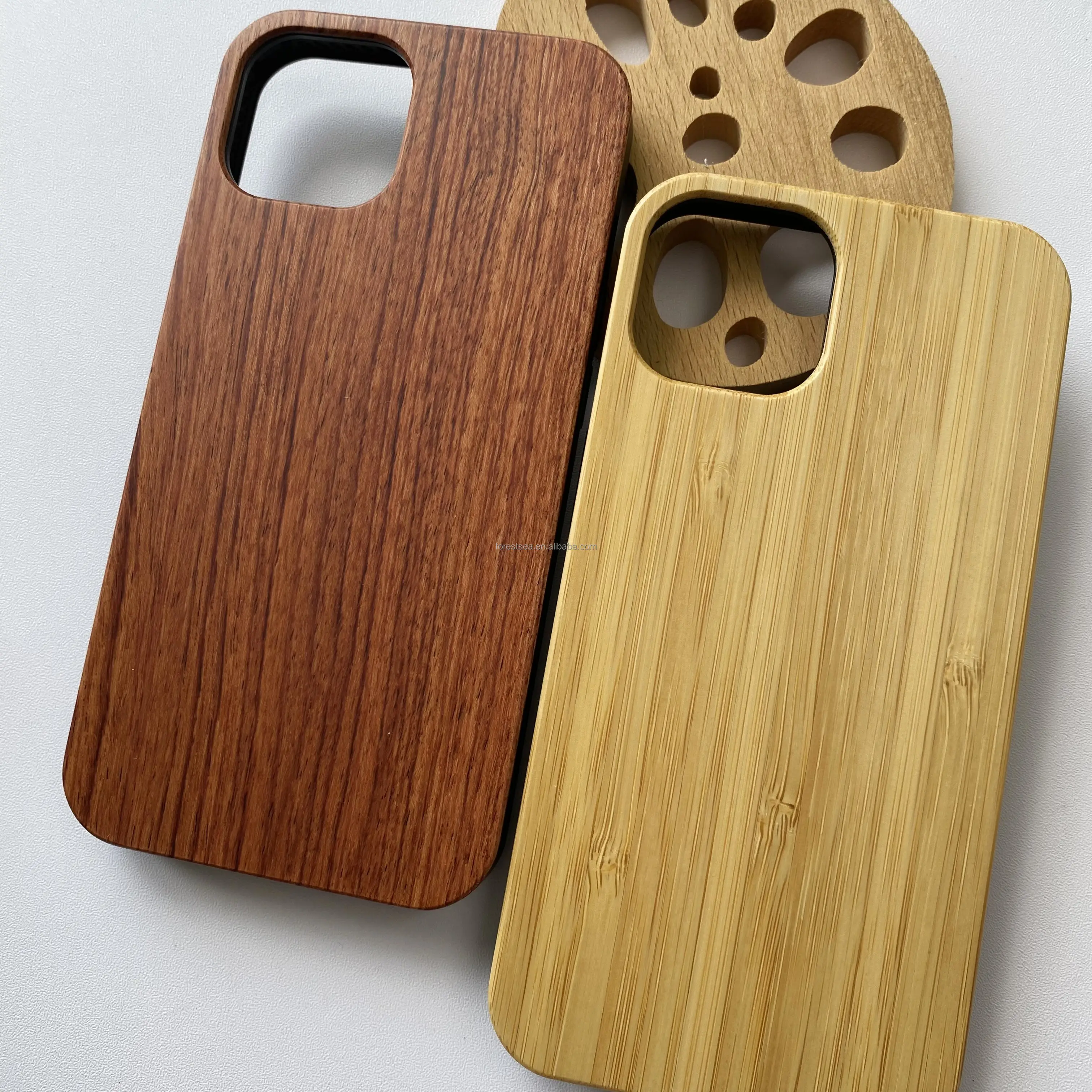 Custom Design Natural Wood Case for iPhone 11 12 13 14 15 16 Pro Max Durable Wooden Cell Phone Cover Engrave Bamboo Phone Case