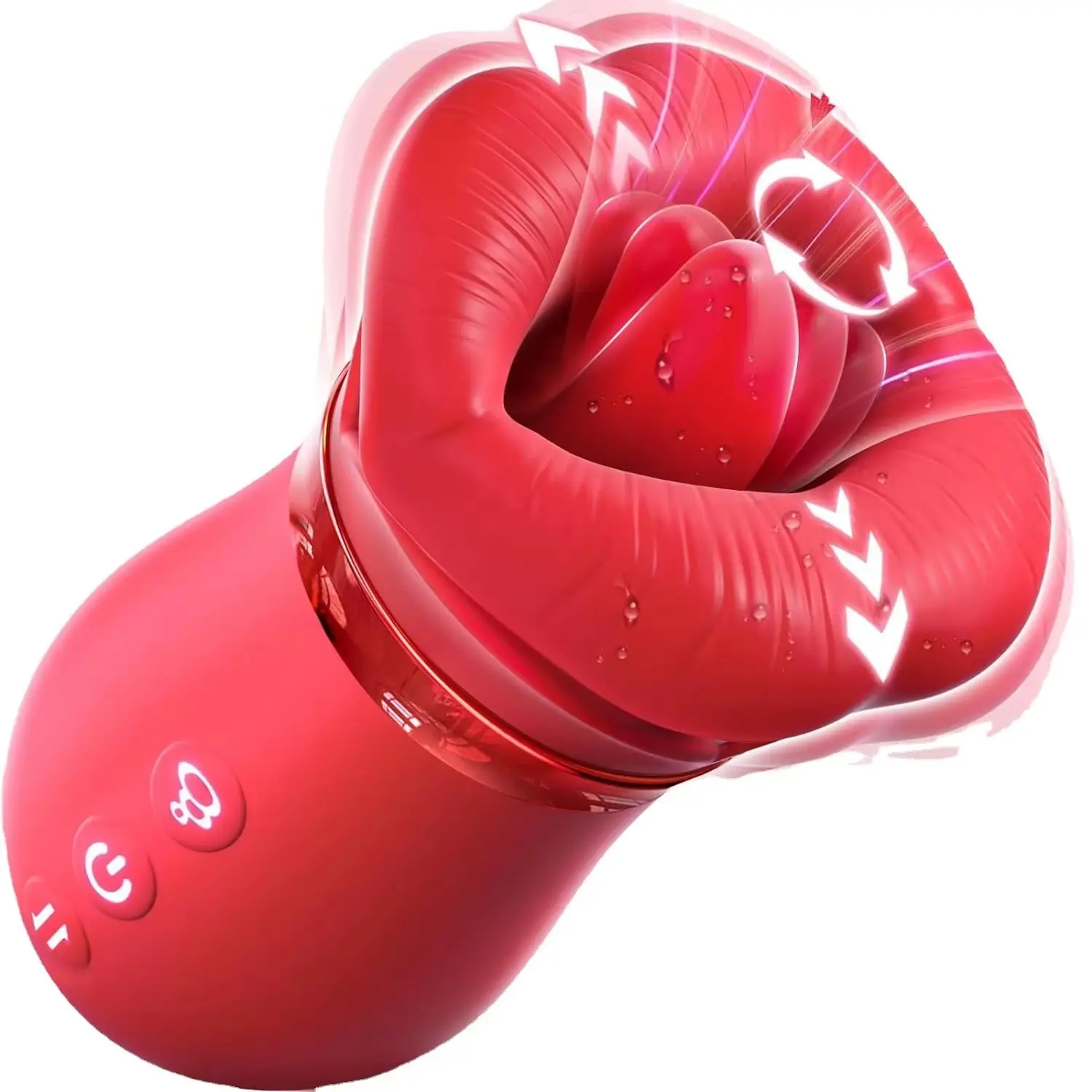 Safe and Soft Material Rose Sucking Realistic Big Lip Vibrating Tongue Vagina Massager Sucking Licking Vibrator for Women