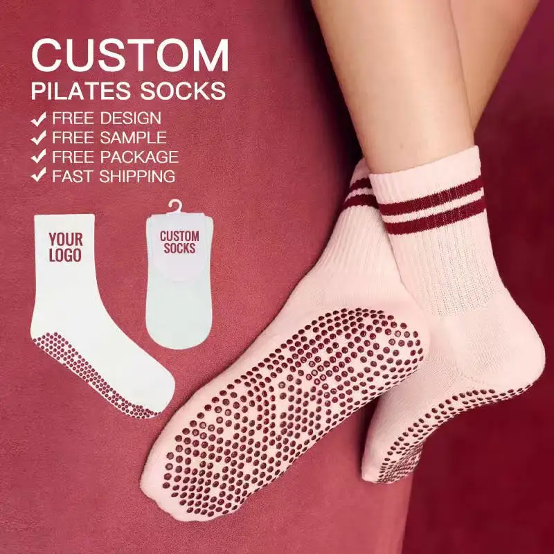 High Quality Custom logo Designer Compression Cotton Custom Sport Pilates Grip Yoga Socks for Women Non-slip Grips