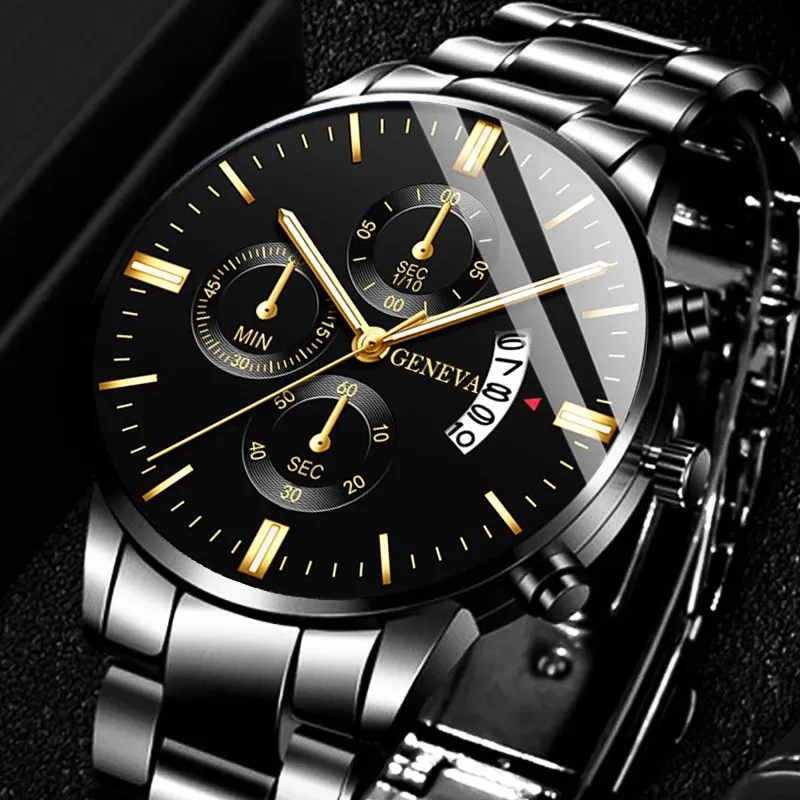Reloj Hombre Fashion Men Stainless Steel Watch Luxury Calendar Quartz Wrist Watch Business Watches for Man Clock Montre Homme