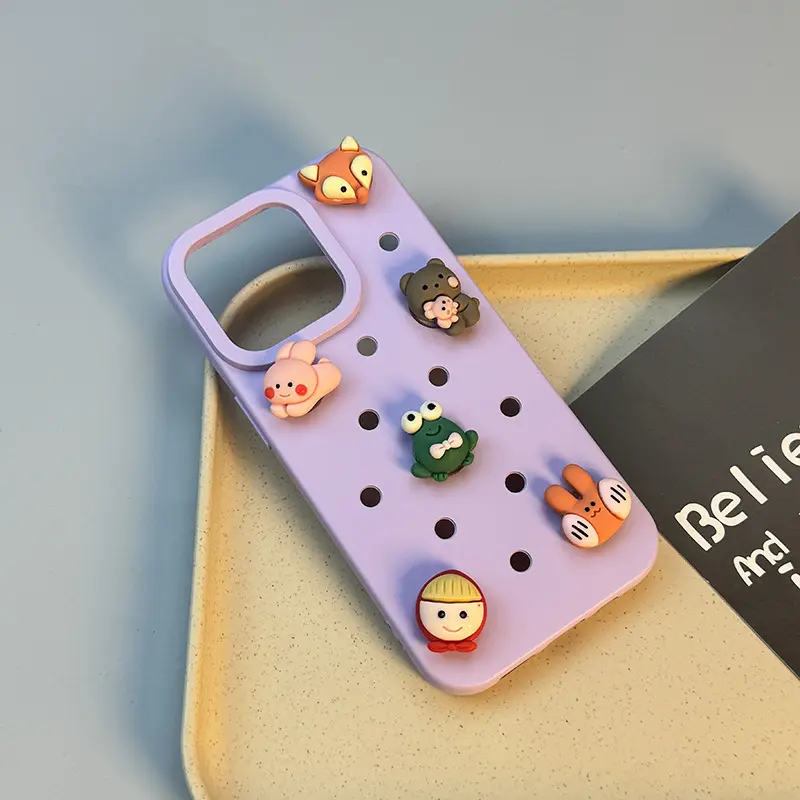 3D DIY Mobile Phone Cases Funny Cartoon Soft Silicone Holes & Charms Compatible All ModelsCustomPhone Case Shockproof Phone Case