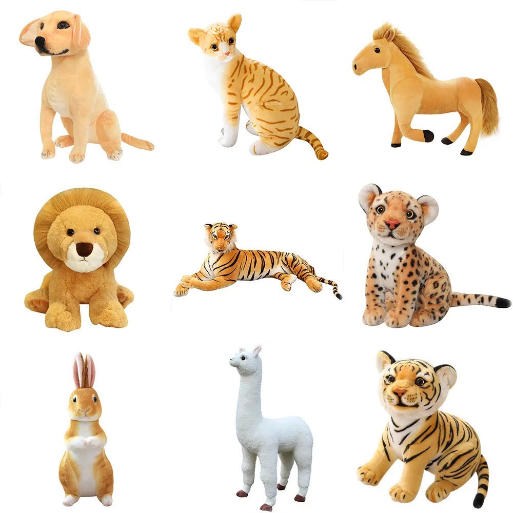 Factory Wholesale Lifelike Stuffed Animal Standing Giraffe Doll Soft Tiger Plush Toys