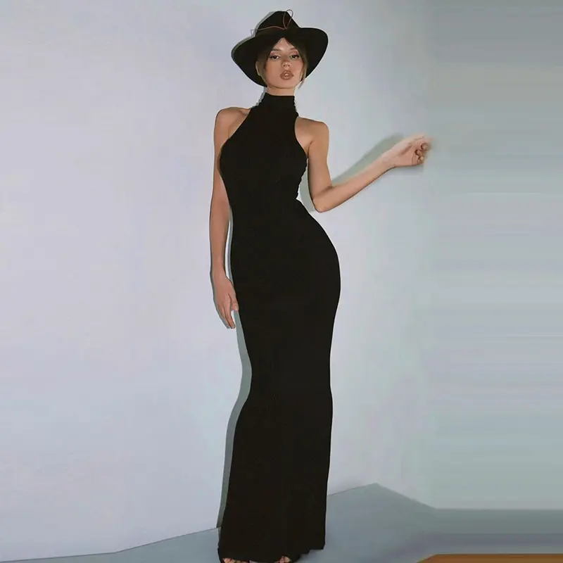 FS10630A Hot Sale Women's Party Dresses Black Long Dress