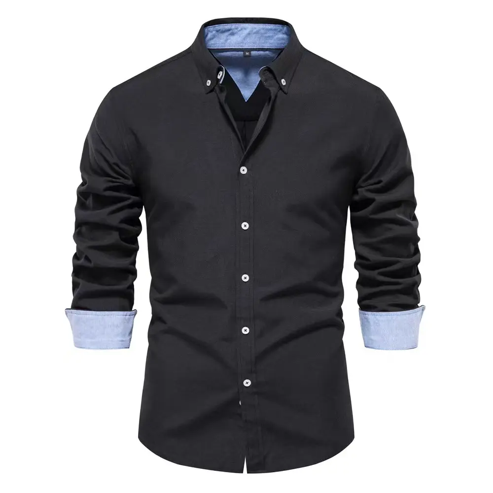 2025 High Quality EU/US Cotton Men's Shirts Plus Size with Custom Logo Breathable Yarn Dyed for Spring Season