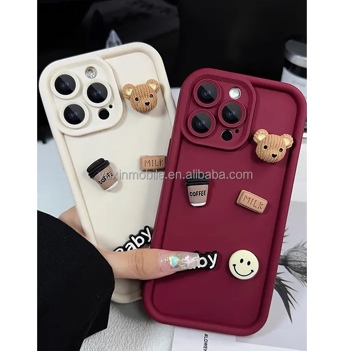 Cute TPU DIY Cartoon Mobile Phone Cover Cases for iphone 15pro Max/ Samsung S21FE/Redmi 12C/INFINIX Note 12pro