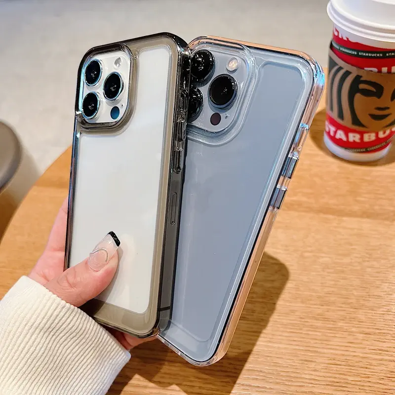 Factory Wholesale Transparent Acrylic Shockproof Ins Style Mobile Phone Cases for 16/15/14/13/12/11 Pro Max/XS/XR/8 Plus