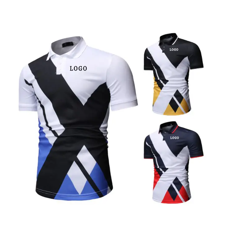 Wholesale Mans Vertical Striped Polo Shirts Cotton Contrasting Color Design Plus Size Men's Shirts