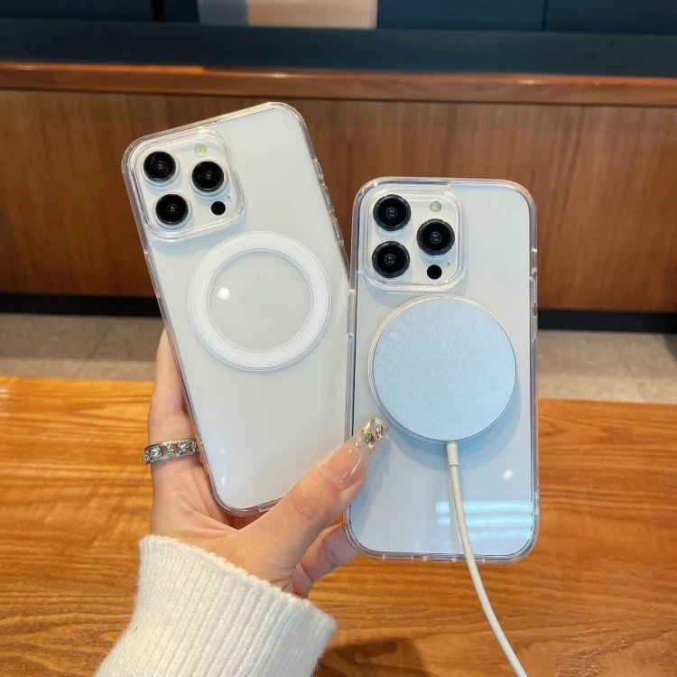 Magnetic Wireless Clear Phone Case Charging Transparent Clear Shockproof case for Iphone 16 15 14 12 11 Pro Max