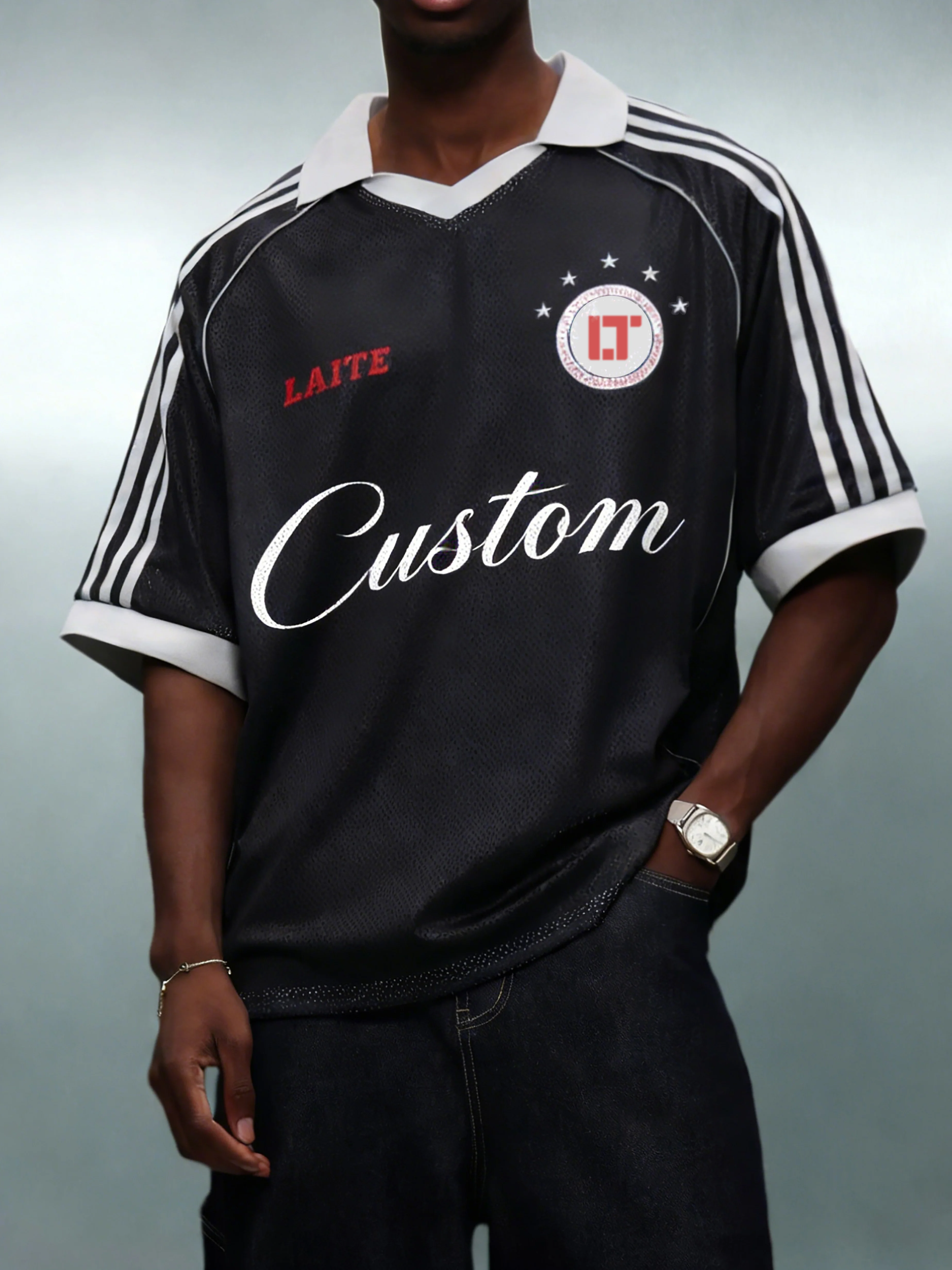 LTD-MTP1003 Clothing Supply Chain Custom Print Embroidered Vintage Football Soccer Varsity Style Mesh Women's Men's Polo Shirts