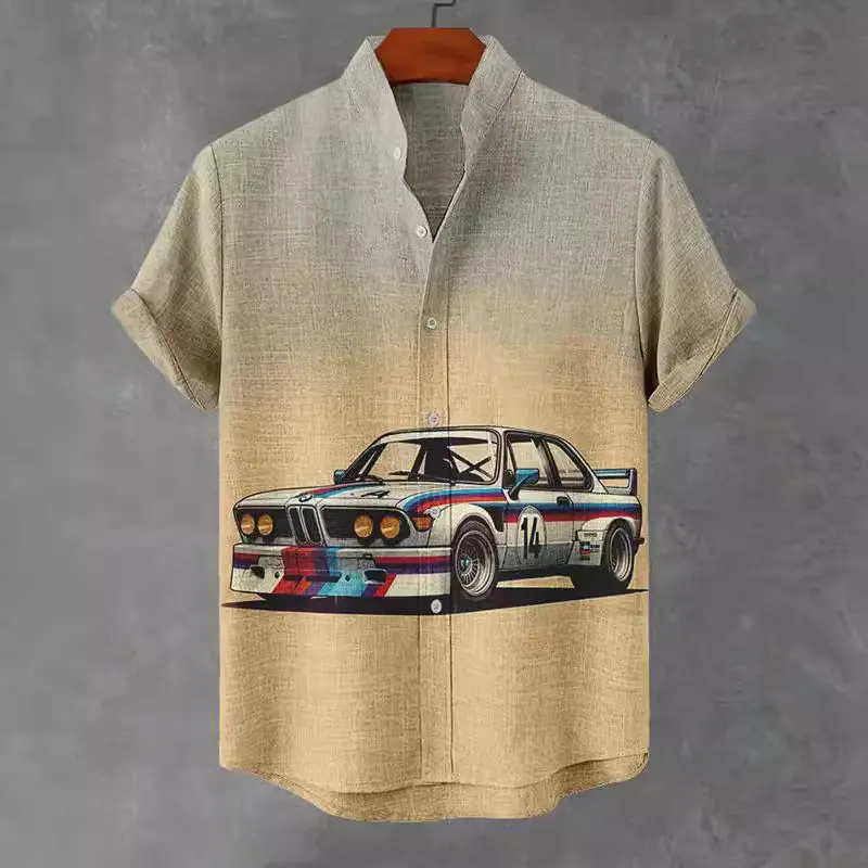 2024 Men's Summer Poplin Short-Sleeve Shirt European Size Beach Style Factory