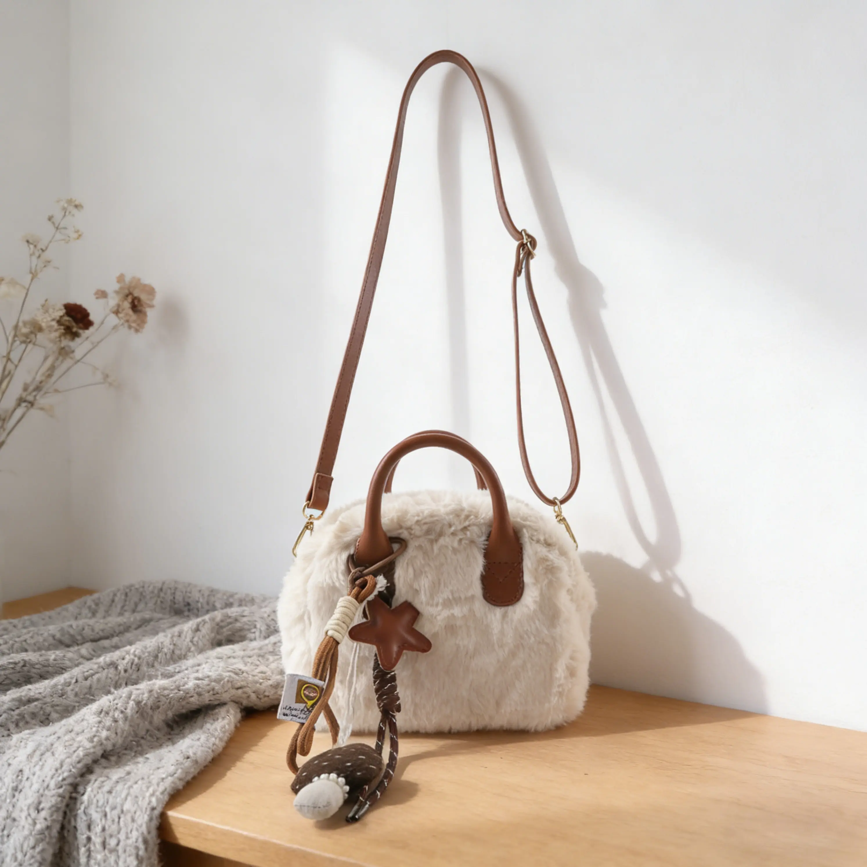 New Fall/Winter Women's Fashionable Faux Fur Handbag Stylish and Warm Compact Wallet-Style Handbag Women's Handbag & Phone Case