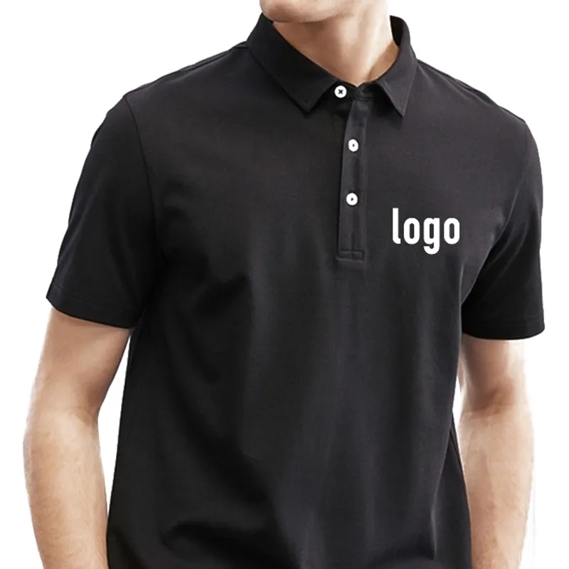 Wholesale Polo Custom Embroidered Design logo Sport Luxury Plain Golf Men 100% Cotton Black Polo Shirt With Embroidery Logo