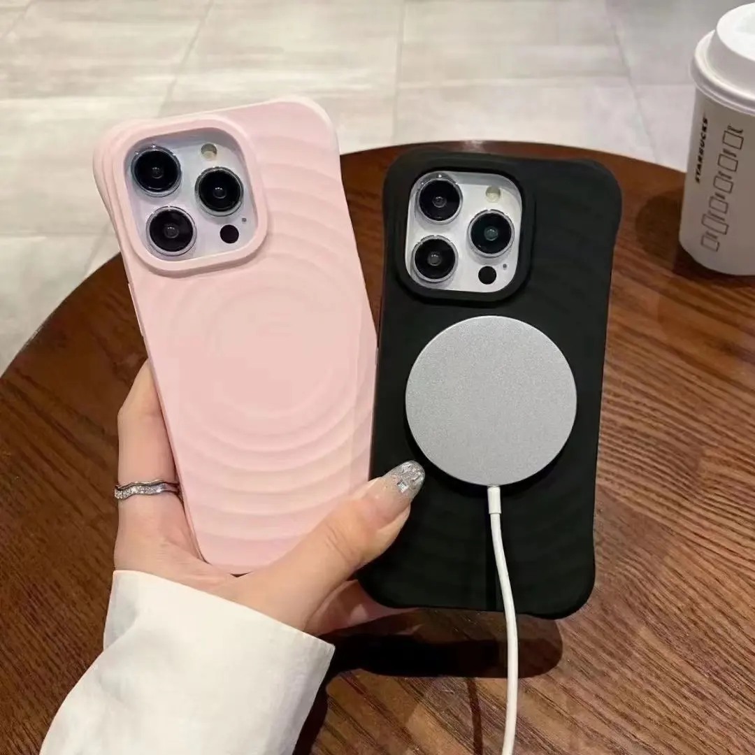 2024 New Luxury Design Water Ripple Mobile Phone Case for iPhone 15 14 13 Pro Max Cover Custom Magnetic Phone Cases TPU10