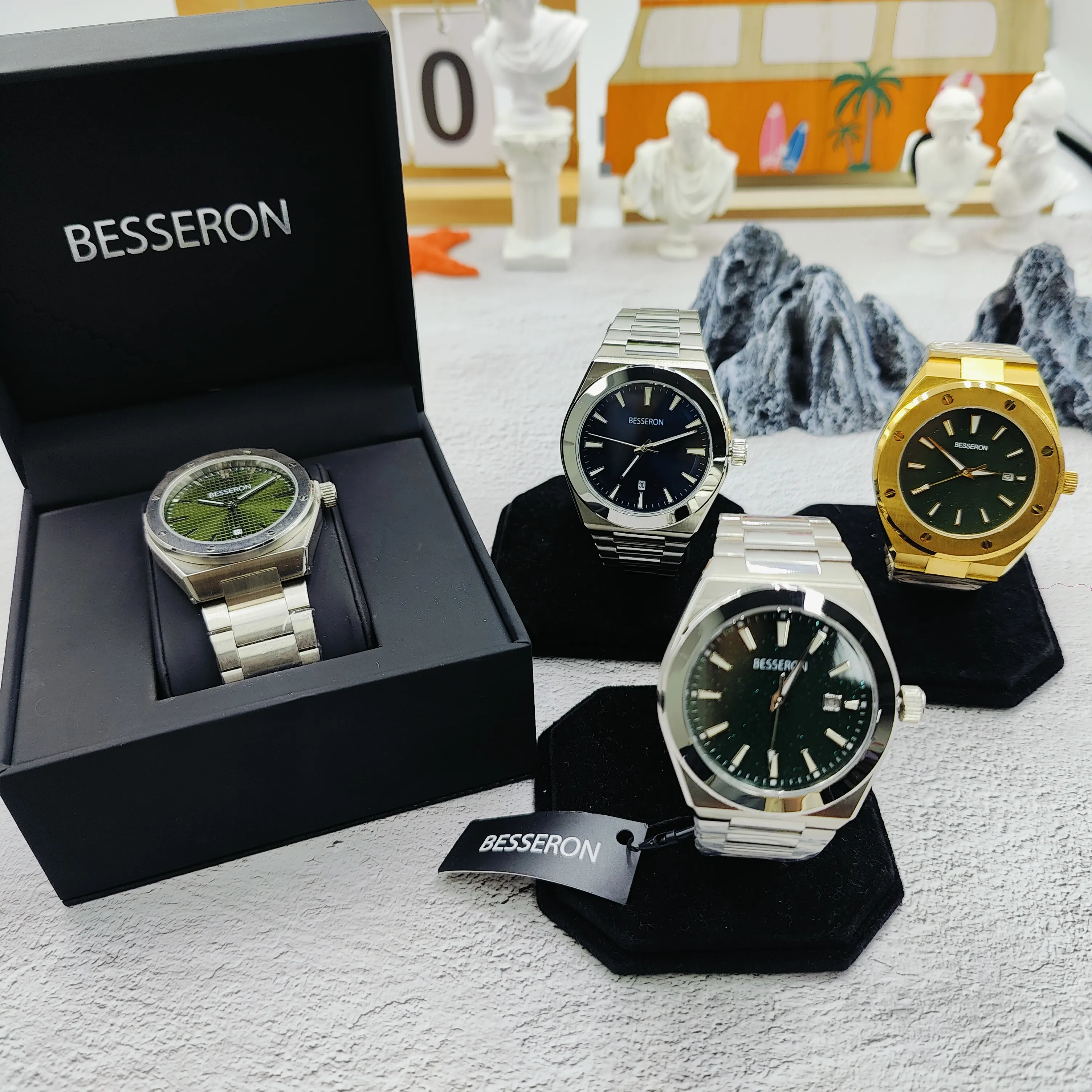 Men's Luxury Watch Supplier Business Gift Custom Logo Stainless Steel Star Face Stylish Timepiece Water Resistant Wristwatch