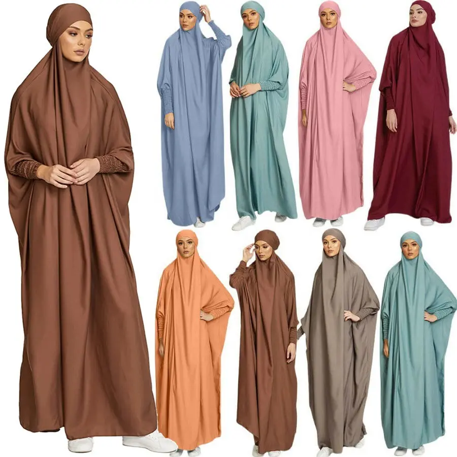 Traditional Islamic Clothing Elegant Breathable Lightweight Prayer Dress Abaya Hijab Women One Piece Plus Size Long Spring