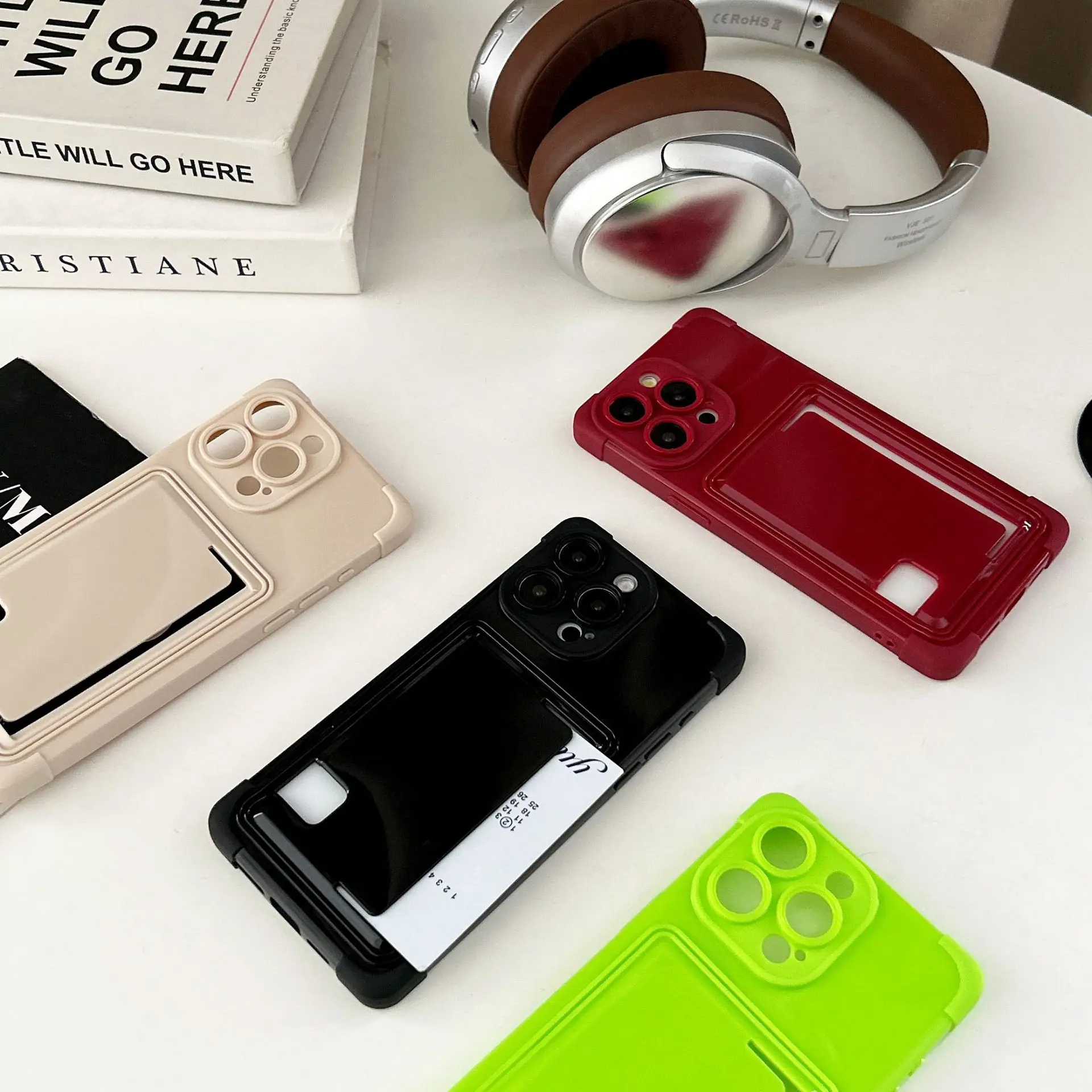 New Soft Tpu Shockproof Phone case for iPhone 15 14 13 12 Pro Card Slot Phone Accessories for IPhone15