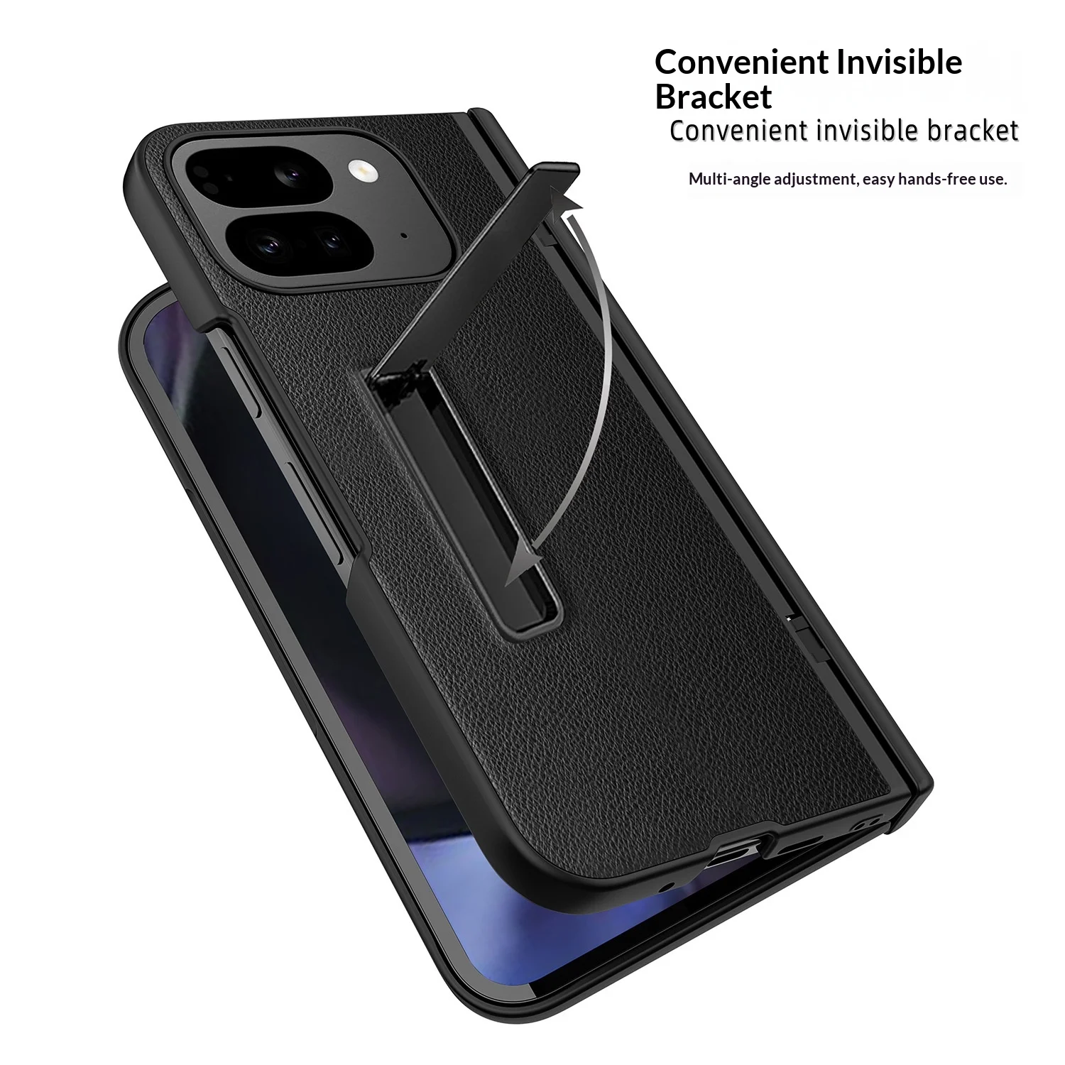 New Style for Google Pixel 10 Pro Fold Folding All-inclusive Plain Design PC PU Phone Case with Stand