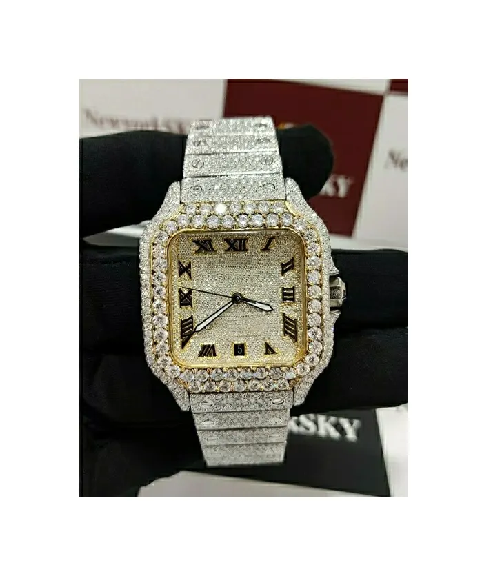 Moissanite Diamonds Hip Hop Style with Fully Iced Out Latest Design with Vvs Clarity Chronograph Wrist Watch for Men Women