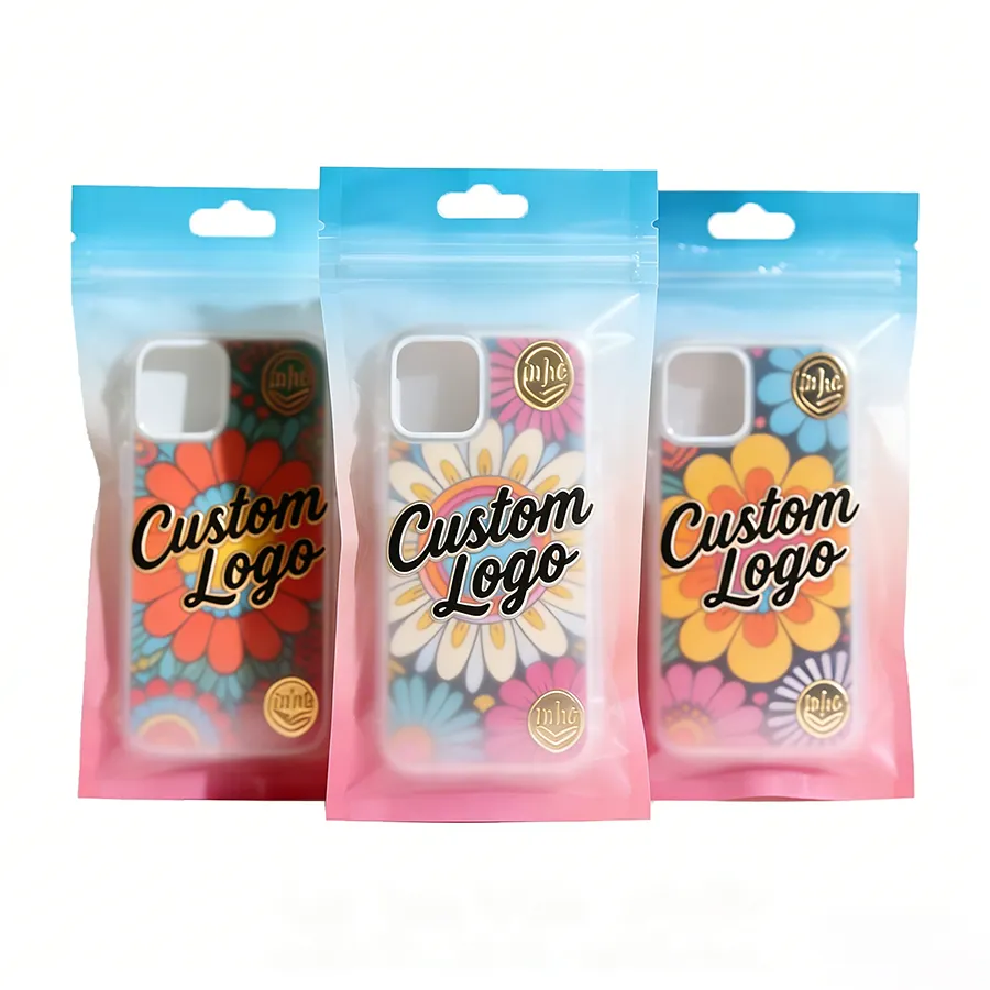 Color Mobile Phone Pouch Case Packaging Custom Print Uv Aluminum Foil Mylar Plastic Flexible Packing Bag