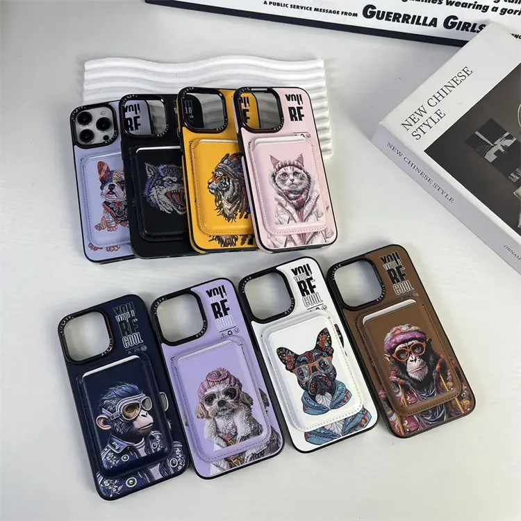 Custom Painting Leather Phone Case Magnetic Card Pack Mobile Cover for iPhone 16 15 14 13 12 11 Luxury Case Cover