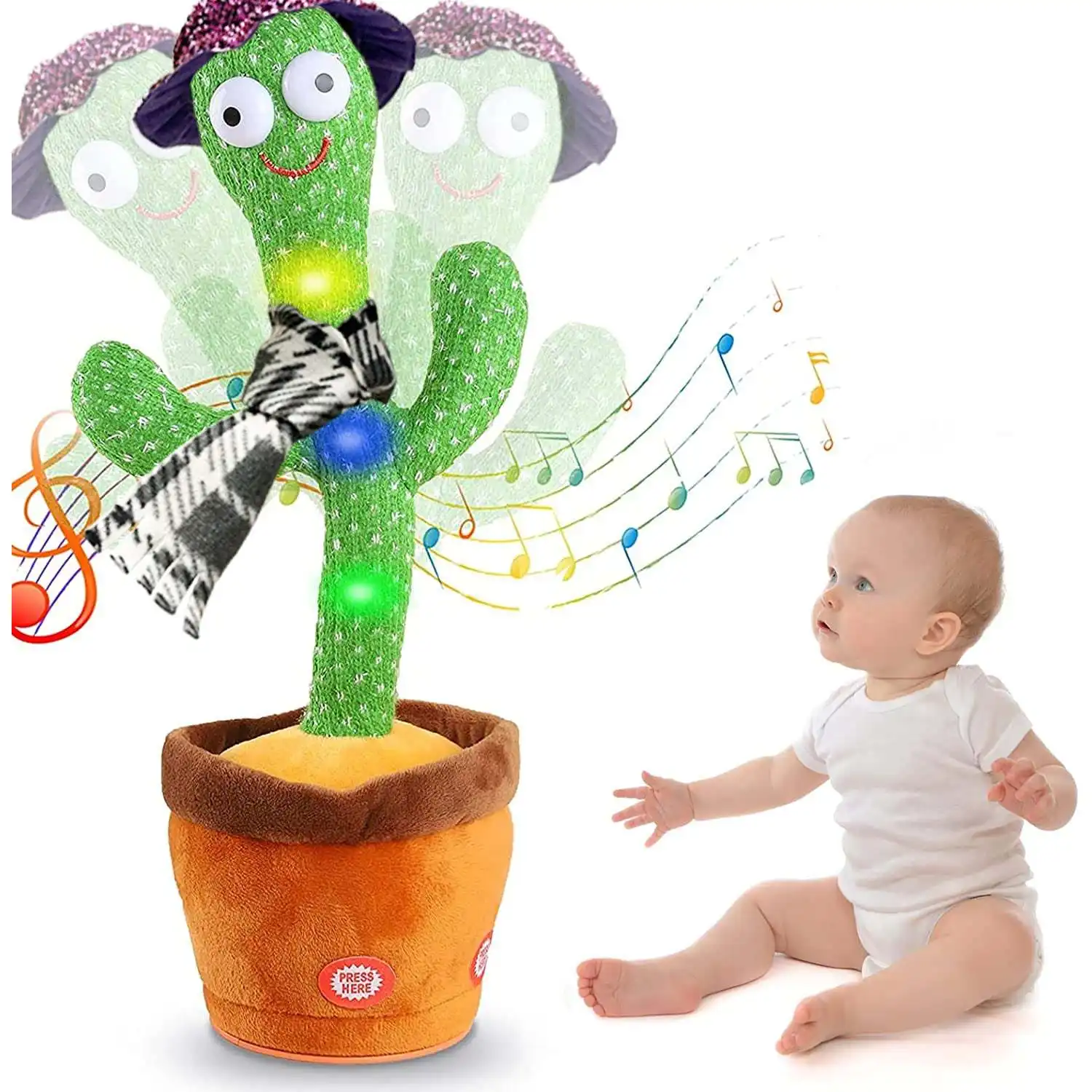 Kids Dancing Talking Cactus Toys for Baby Boys and Girls, Talking Sunny Cactus Toy Electronic Plush Toy Singing, Record & Repeat