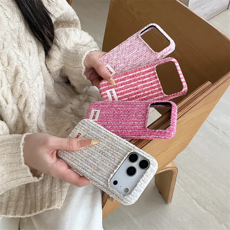Autumn Winter Plain Velvet Corduroy Phone Case for iphone 17promax/16pro/15/14/13 Soft Shockproof with Hot Pressing Molding